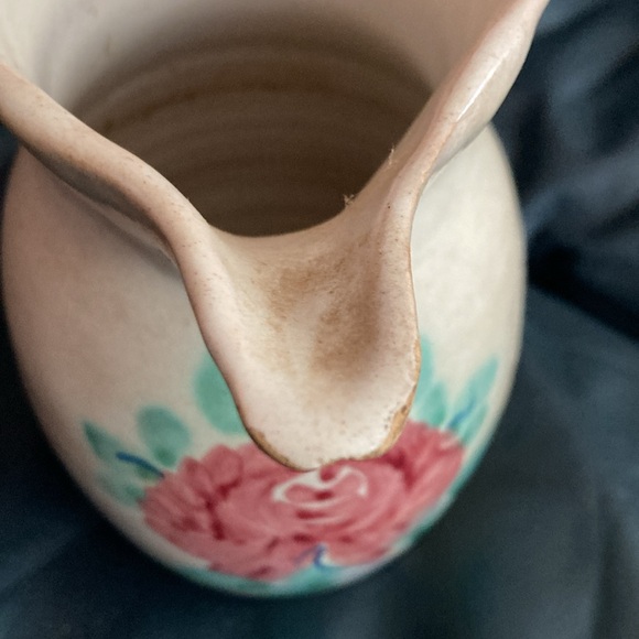 Vintage DERUTA Italian Pottery Rose floral Pitcher Shabby Ceramic Made Italy - Picture 7 of 12
